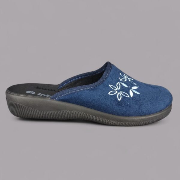 Kapcie damskie Inblu CU00002D Granatowe – Welur, Haft Kwiatowy, Anatomico