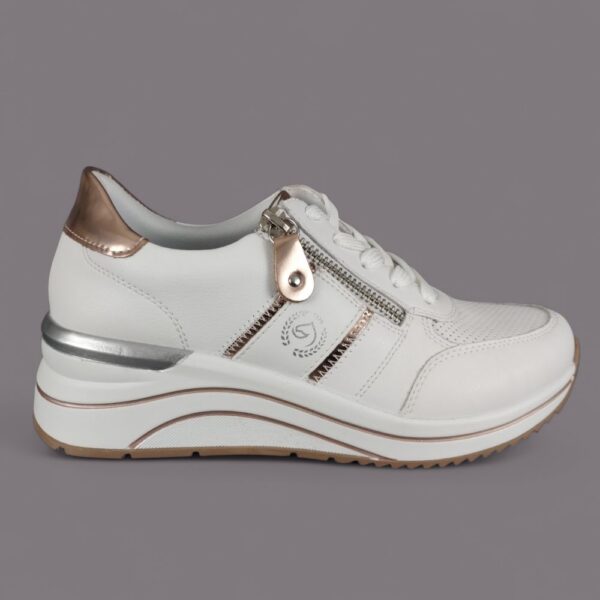 Sneakersy Damskie Remonte D0T04-80 Białe | Skóra i Koturna