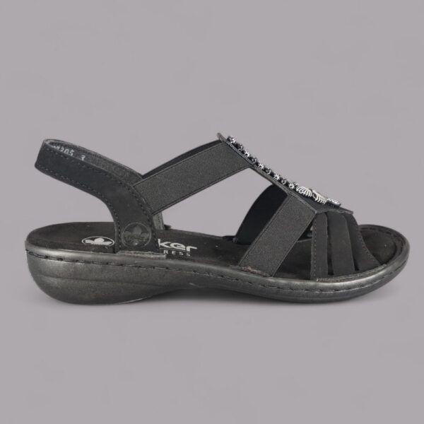 Sandały Damskie Rieker 60806-14 Czarne | Kamienie i Gumki, Antistress