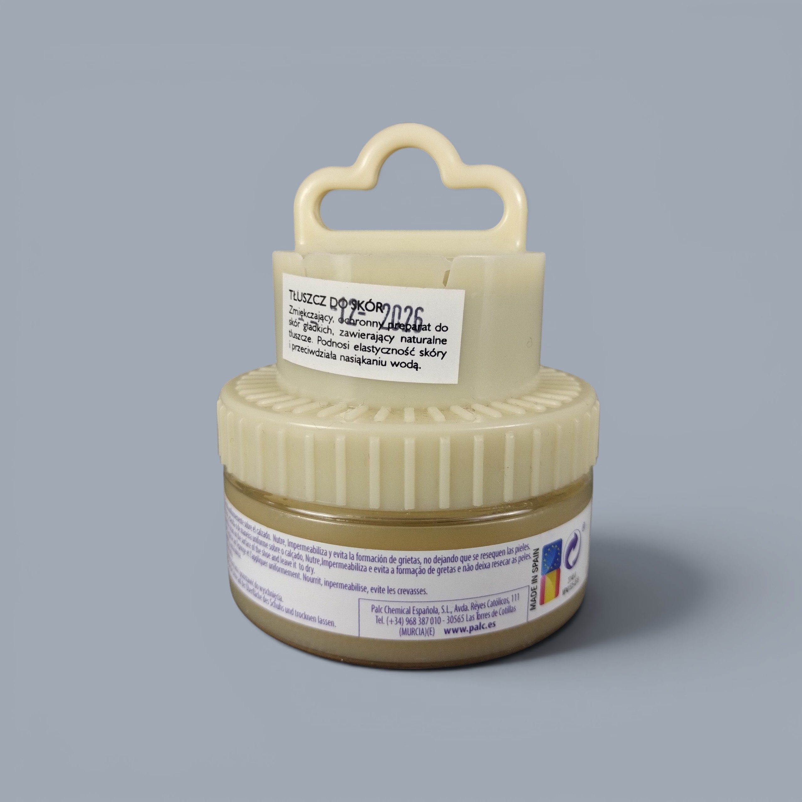 pasta do butów bezbarwna palc 50 ml Tłuszcz do skór Palc 50 ml – słoik z uchwytem i gąbką